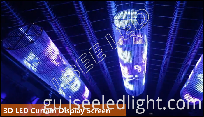 3D led curtain display screen with 2cm led bead light